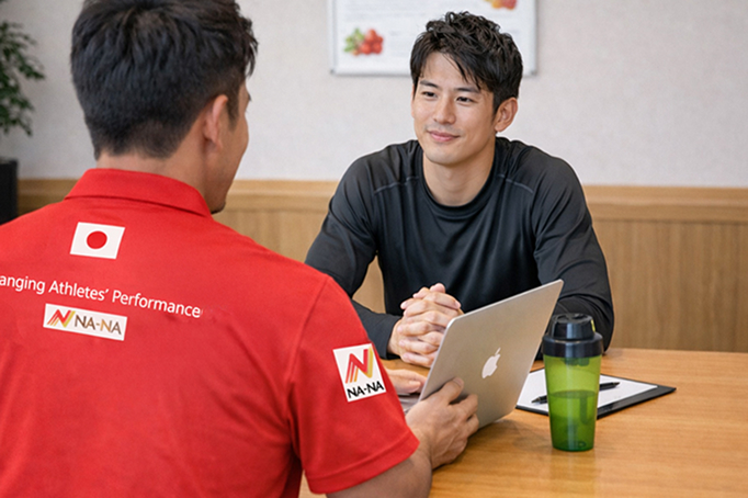 対面でメンタルサポートの相談をしている様子